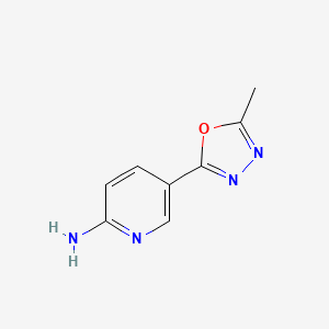 molecular formula C8H8N4O B12974615 5-(5-Methyl-1,3,4-oxadiazol-2-yl)pyridin-2-amine 
