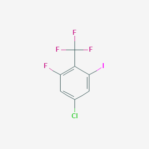 molecular formula C7H2ClF4I B12974629 5-Chloro-1-fluoro-3-iodo-2-(trifluoromethyl)benzene 