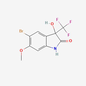 molecular formula C10H7BrF3NO3 B12974631 3-Hydroxy-3-(trifluoromethyl)-5-bromo-6-methoxy-1H-indole-2(3H)-one 