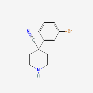 molecular formula C12H13BrN2 B12974674 4-(3-Bromophenyl)piperidine-4-carbonitrile 