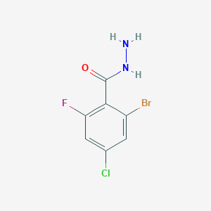 molecular formula C7H5BrClFN2O B12974742 2-Bromo-4-chloro-6-fluorobenzohydrazide 