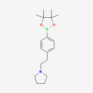 molecular formula C18H28BNO2 B12974757 1-(4-(4,4,5,5-Tetramethyl-1,3,2-dioxaborolan-2-yl)phenethyl)pyrrolidine 