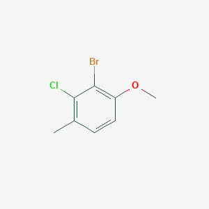 molecular formula C8H8BrClO B12974789 2-Bromo-3-chloro-1-methoxy-4-methylbenzene 