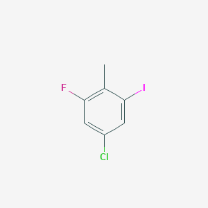 molecular formula C7H5ClFI B12974830 5-Chloro-1-fluoro-3-iodo-2-methylbenzene 