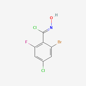 molecular formula C7H3BrCl2FNO B12974836 2-Bromo-4-chloro-6-fluoro-N-hydroxybenzimidoyl chloride 