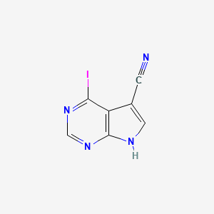 molecular formula C7H3IN4 B12974843 4-Iodo-7H-pyrrolo[2,3-d]pyrimidine-5-carbonitrile 