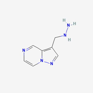 molecular formula C7H9N5 B12974866 3-(Hydrazinylmethyl)pyrazolo[1,5-a]pyrazine 