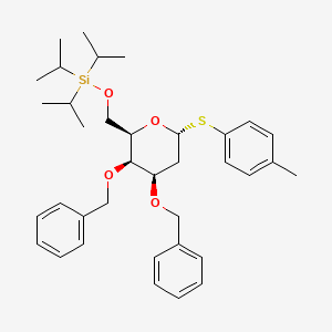 molecular formula C36H50O4SSi B12974876 (((2R,3R,4R,6R)-3,4-Bis(benzyloxy)-6-(p-tolylthio)tetrahydro-2H-pyran-2-yl)methoxy)triisopropylsilane 