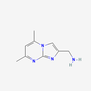 molecular formula C9H12N4 B12974897 (5,7-Dimethylimidazo[1,2-a]pyrimidin-2-yl)methanamine 