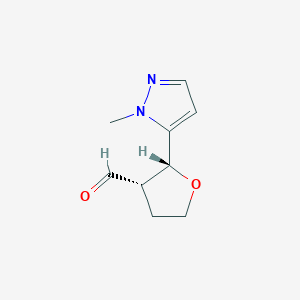 molecular formula C9H12N2O2 B12974945 (2R,3S)-2-(1-methyl-1H-pyrazol-5-yl)tetrahydrofuran-3-carbaldehyde 