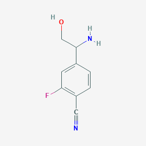 molecular formula C9H9FN2O B12974963 4-(1-Amino-2-hydroxyethyl)-2-fluorobenzonitrile 