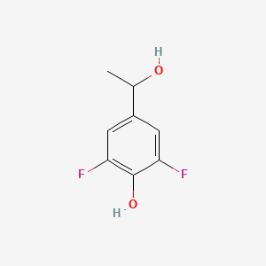 molecular formula C8H8F2O2 B12974976 2,6-Difluoro-4-(1-hydroxyethyl)phenol 