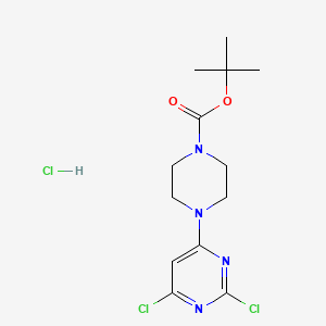 molecular formula C13H19Cl3N4O2 B12975363 tert-Butyl 4-(2,6-dichloropyrimidin-4-yl)piperazine-1-carboxylate hydrochloride 