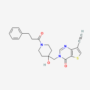 molecular formula C23H23N3O3S B12975451 7-Ethynyl-3-((4-hydroxy-1-(3-phenylpropanoyl)piperidin-4-yl)methyl)thieno[3,2-d]pyrimidin-4(3H)-one 