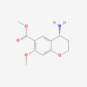 molecular formula C12H15NO4 B12975499 Methyl (r)-4-amino-7-methoxychromane-6-carboxylate hydrochloride 
