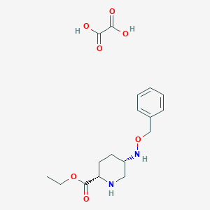 molecular formula C17H24N2O7 B12975576 Ethyl (2S,5S)-5-((benzyloxy)amino)piperidine-2-carboxylate oxalate 