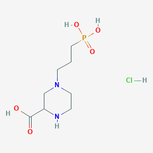 molecular formula C8H18ClN2O5P B12976272 4-(3-Phosphonopropyl)piperazine-2-carboxylic acid hydrochloride 