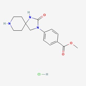 molecular formula C15H20ClN3O3 B12976984 Methyl 4-(2-oxo-1,3,8-triazaspiro[4.5]decan-3-yl)benzoate hydrochloride 