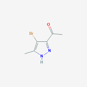 molecular formula C6H7BrN2O B12977501 1-(4-Bromo-5-methyl-1H-pyrazol-3-yl)ethanone 