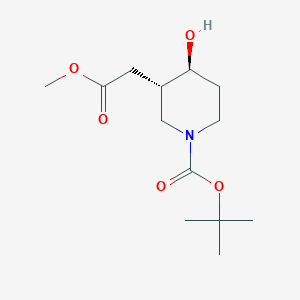 molecular formula C13H23NO5 B12977518 tert-Butyl (3S,4S)-4-hydroxy-3-(2-methoxy-2-oxoethyl)piperidine-1-carboxylate 