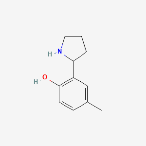 molecular formula C11H15NO B12977689 4-Methyl-2-(pyrrolidin-2-YL)phenol 