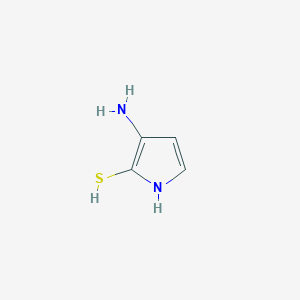 molecular formula C4H6N2S B12977968 3-amino-1H-pyrrole-2-thiol 
