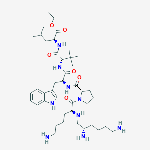 molecular formula C42H71N9O6 B129780 ethyl (2S)-2-[[(2S)-2-[[(2S)-2-[[(2S)-1-[(2S)-6-amino-2-[[(2S)-2,6-diaminohexyl]amino]hexanoyl]pyrrolidine-2-carbonyl]amino]-3-(1H-indol-3-yl)propanoyl]amino]-3,3-dimethylbutanoyl]amino]-4-methylpentanoate CAS No. 169528-11-4