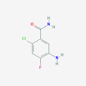 molecular formula C7H6ClFN2O B12978266 5-amino-2-chloro-4-fluoroBenzamide 