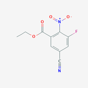 molecular formula C10H7FN2O4 B12978324 Ethyl 5-cyano-3-fluoro-2-nitrobenzoate 