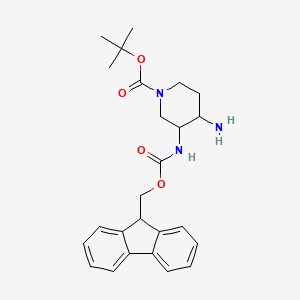 molecular formula C25H31N3O4 B12978511 tert-Butyl 3-((((9H-fluoren-9-yl)methoxy)carbonyl)amino)-4-aminopiperidine-1-carboxylate 