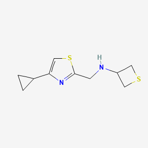 molecular formula C10H14N2S2 B12978533 N-((4-Cyclopropylthiazol-2-yl)methyl)thietan-3-amine 