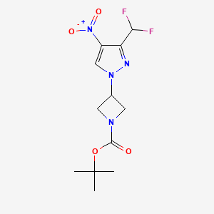 molecular formula C12H16F2N4O4 B12978561 tert-Butyl 3-(3-(difluoromethyl)-4-nitro-1H-pyrazol-1-yl)azetidine-1-carboxylate 