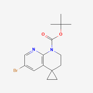 molecular formula C15H19BrN2O2 B12978755 tert-Butyl 6'-bromo-2',3'-dihydro-1'H-spiro[cyclopropane-1,4'-[1,8]naphthyridine]-1'-carboxylate 