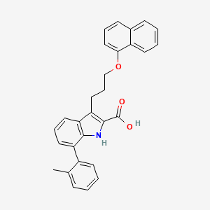 molecular formula C29H25NO3 B12978761 3-(3-(Naphthalen-1-yloxy)propyl)-7-(o-tolyl)-1H-indole-2-carboxylic acid CAS No. 1073061-43-4