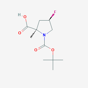 molecular formula C11H18FNO4 B12978885 (2R,4R)-1-(tert-Butoxycarbonyl)-4-fluoro-2-methylpyrrolidine-2-carboxylic acid 