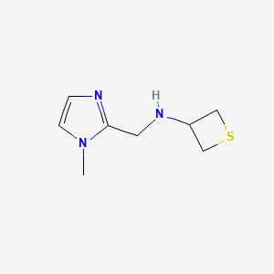 molecular formula C8H13N3S B12979048 N-((1-Methyl-1H-imidazol-2-yl)methyl)thietan-3-amine 