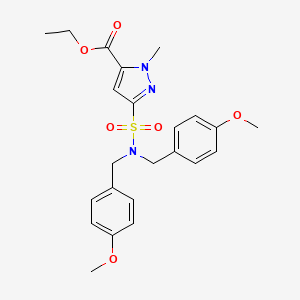 molecular formula C23H27N3O6S B12979261 Ethyl 3-(N,N-bis(4-methoxybenzyl)sulfamoyl)-1-methyl-1H-pyrazole-5-carboxylate 
