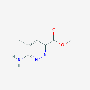molecular formula C8H11N3O2 B12979272 Methyl 6-amino-5-ethylpyridazine-3-carboxylate 