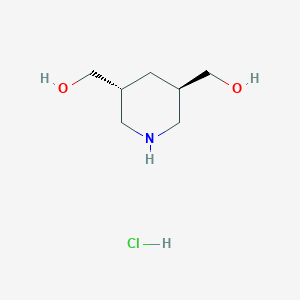molecular formula C7H16ClNO2 B12979372 rel-((3R,5R)-Piperidine-3,5-diyl)dimethanol hydrochloride 