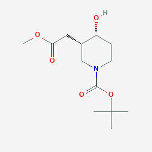 molecular formula C13H23NO5 B12979502 Rel-tert-butyl (3S,4R)-4-hydroxy-3-(2-methoxy-2-oxoethyl)piperidine-1-carboxylate 