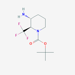 molecular formula C11H19F3N2O2 B12979516 tert-Butyl (2R,3R)-3-amino-2-(trifluoromethyl)piperidine-1-carboxylate 
