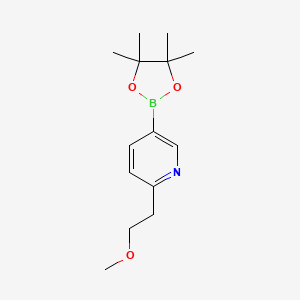 molecular formula C14H22BNO3 B12980089 2-(2-Methoxyethyl)-5-(4,4,5,5-tetramethyl-1,3,2-dioxaborolan-2-yl)pyridine 