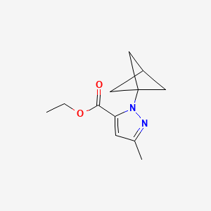 molecular formula C12H16N2O2 B12980672 Ethyl 1-(bicyclo[1.1.1]pentan-1-yl)-3-methyl-1H-pyrazole-5-carboxylate 