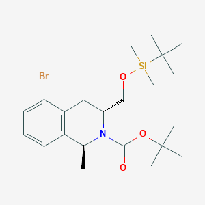 molecular formula C22H36BrNO3Si B12980882 tert-Butyl (1S,3R)-5-bromo-3-(((tert-butyldimethylsilyl)oxy)methyl)-1-methyl-3,4-dihydroisoquinoline-2(1H)-carboxylate 