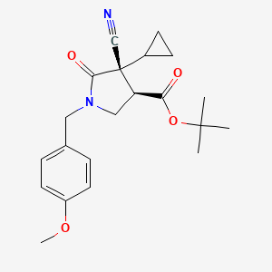 molecular formula C21H26N2O4 B12980904 tert-butyl (3R,4R)-4-cyano-4-cyclopropyl-1-[(4-methoxyphenyl)methyl]-5-oxo-pyrrolidine-3-carboxylate 