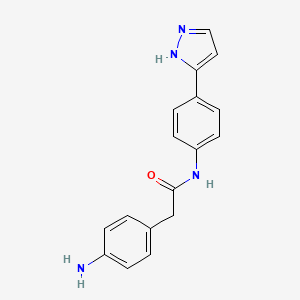 molecular formula C17H16N4O B12980920 N-(4-(1H-Pyrazol-3-yl)phenyl)-2-(4-aminophenyl)acetamide 
