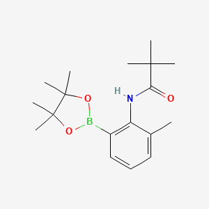 molecular formula C18H28BNO3 B12980935 N-(2-Methyl-6-(4,4,5,5-tetramethyl-1,3,2-dioxaborolan-2-yl)phenyl)pivalamide 