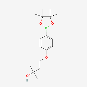 molecular formula C17H27BO4 B12981871 2-Methyl-4-(4-(4,4,5,5-tetramethyl-1,3,2-dioxaborolan-2-yl)phenoxy)butan-2-ol 