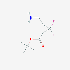 molecular formula C9H15F2NO2 B12982012 tert-Butyl 3-(aminomethyl)-2,2-difluorocyclopropanecarboxylate 