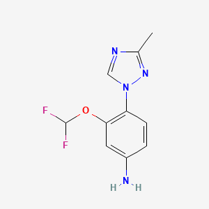 molecular formula C10H10F2N4O B12982255 3-(Difluoromethoxy)-4-(3-methyl-1H-1,2,4-triazol-1-yl)aniline 